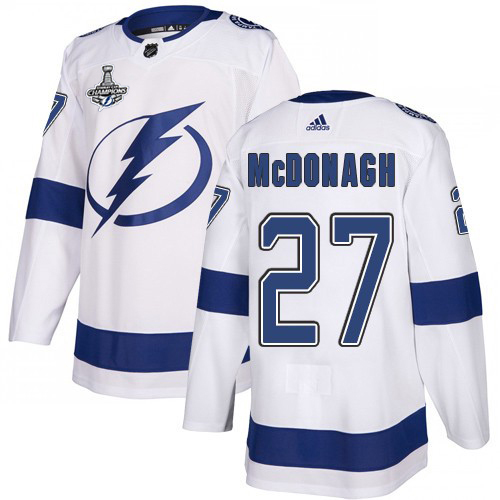 Adidas Tampa Bay Lightning #27 Ryan McDonagh White Road Authentic Youth 2020 Stanley Cup Champions Stitched NHL Jersey->youth nhl jersey->Youth Jersey